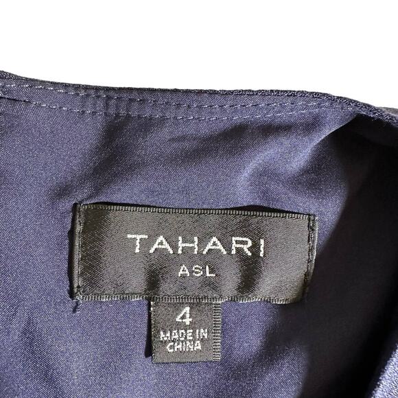 Tahari ASL New Women's V Neck Front Twist Dress Navy Blue 4 Minimalist Classic - Picture 10 of 12